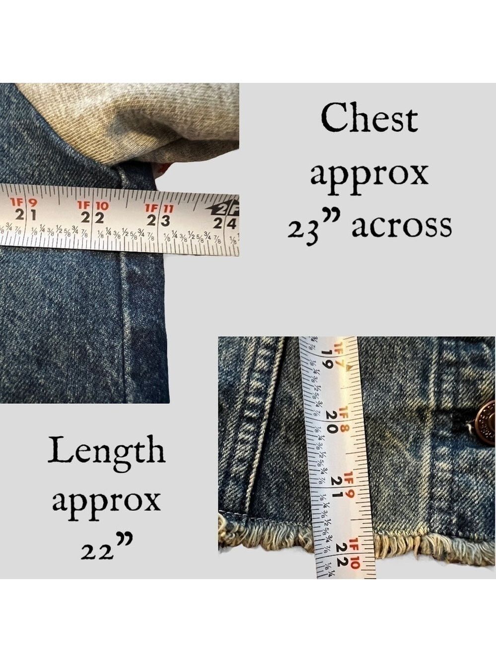 FREE PEOPLE Throwback Denim/Knit Hoodie Style Raw Hem Relaxed Crop Jacket-Md NWT - Picture 16 of 16